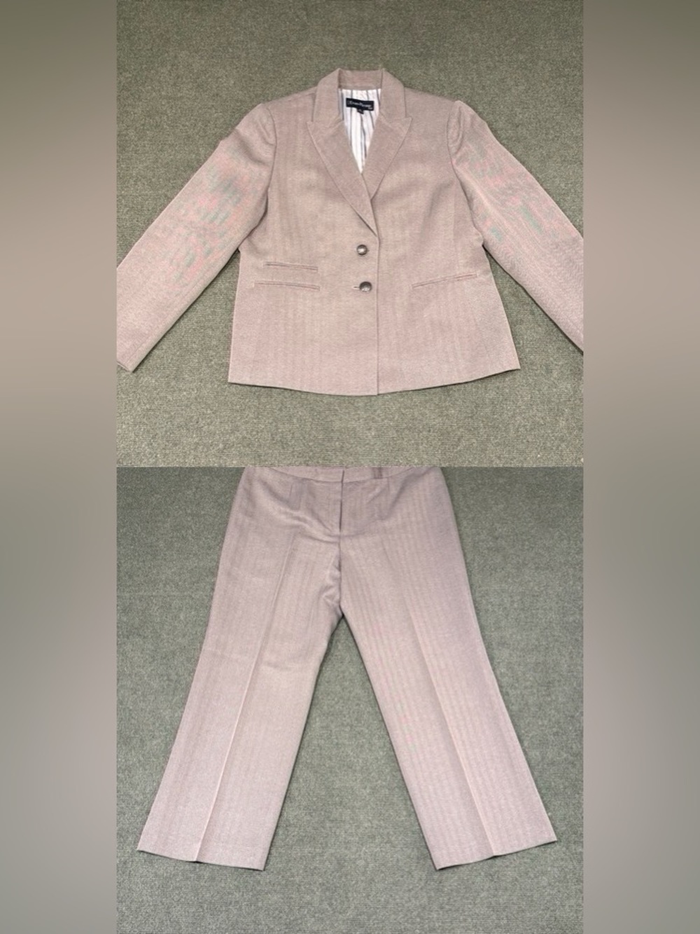 Evan Picone Black and Tan Herringbone Women’s 2-Piece Suit